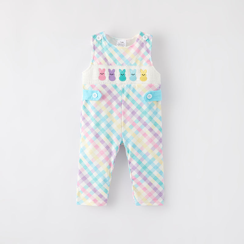 (In Stock)Toddler Boys Easter Bunny Embroidery Smocked Romper