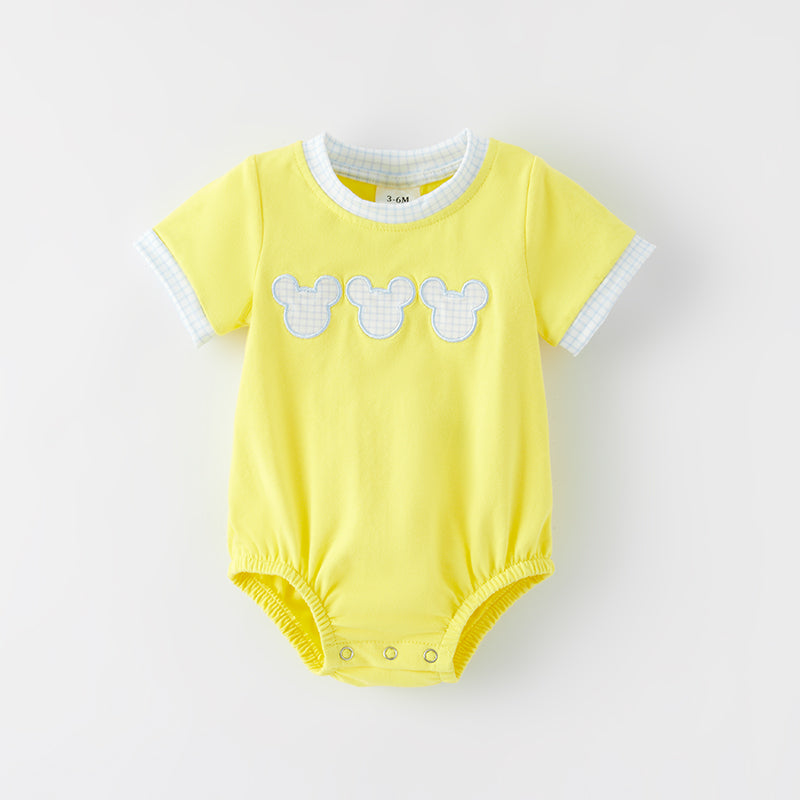 (In Stock)Toddler Boys Spring and Summer Cartoon Applique Romper