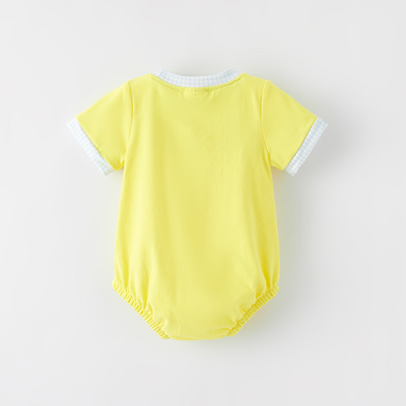 (In Stock)Toddler Boys Spring and Summer Cartoon Applique Romper