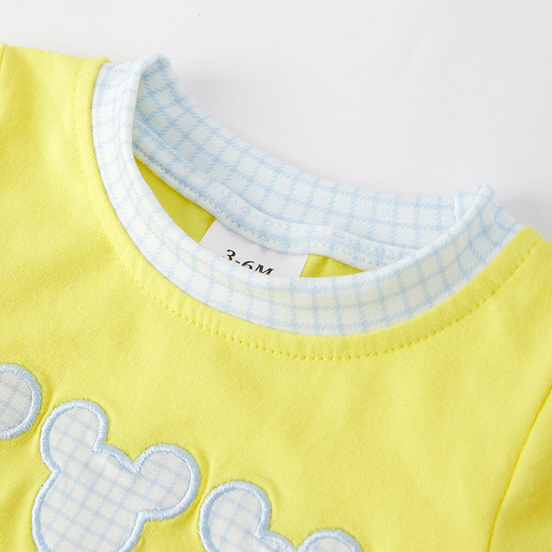 (In Stock)Toddler Boys Spring and Summer Cartoon Applique Romper