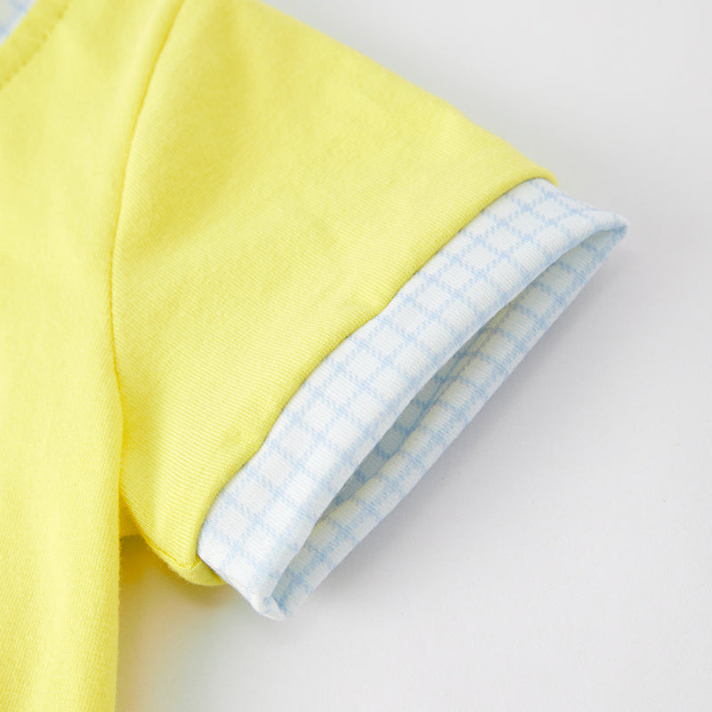 (In Stock)Toddler Boys Spring and Summer Cartoon Applique Romper