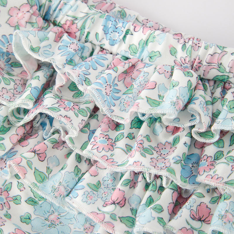 (In Stock)Toddler Girls Spring and Summer Cartoon Applique Bloomer Set