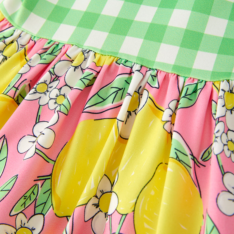 (In Stock)Girls Spring and Summer Lemon Print Dress