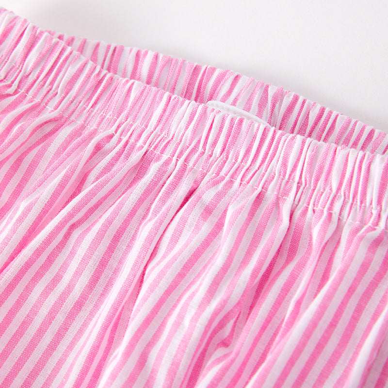 (In Stock)Toddler Girls Spring and Summer Strawberry Embroidery Cotton Bloomer Set