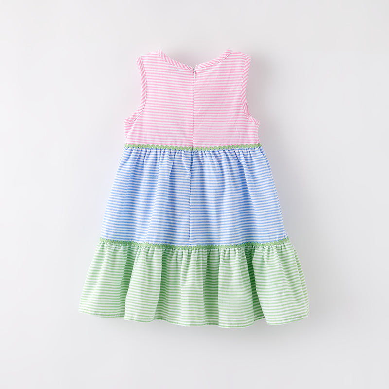 (In Stock)Girls Spring and Summer Strawberry Embroidery Cotton Dress