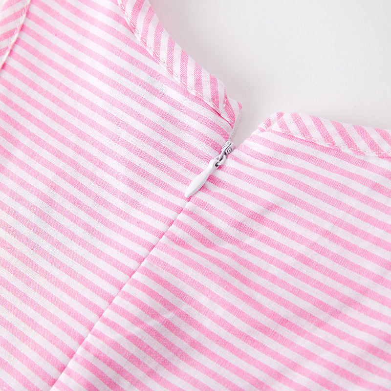 (In Stock)Girls Spring and Summer Strawberry Embroidery Cotton Dress