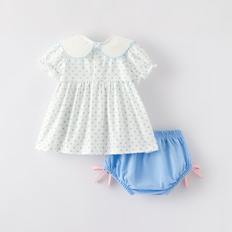 (In Stock)Toddler Girls Spring and Summer Birthday Cartoon Applique Bloomer Set