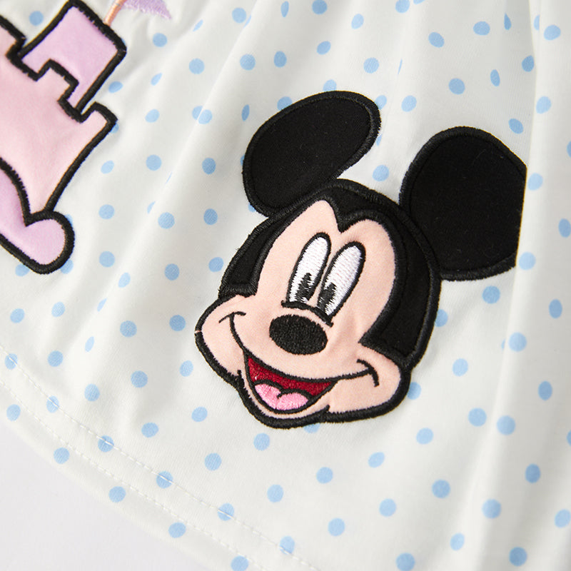 (In Stock)Toddler Girls Spring and Summer Birthday Cartoon Applique Bloomer Set