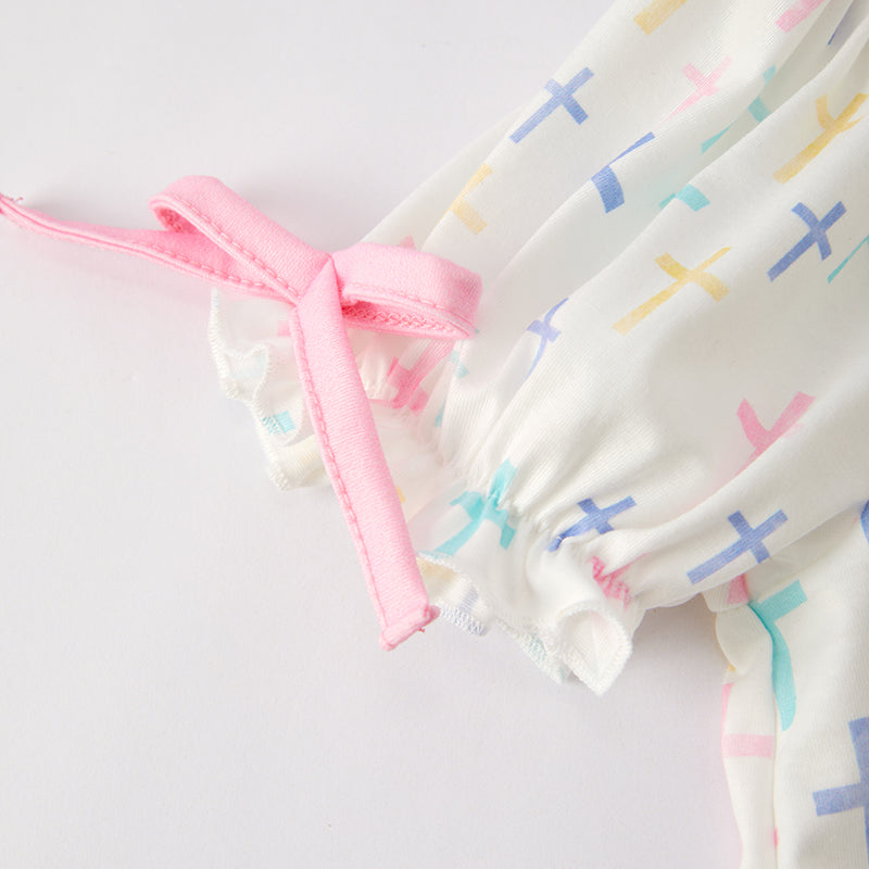 (In Stock)Girls Easter Cross Embroidery Smocked Dress