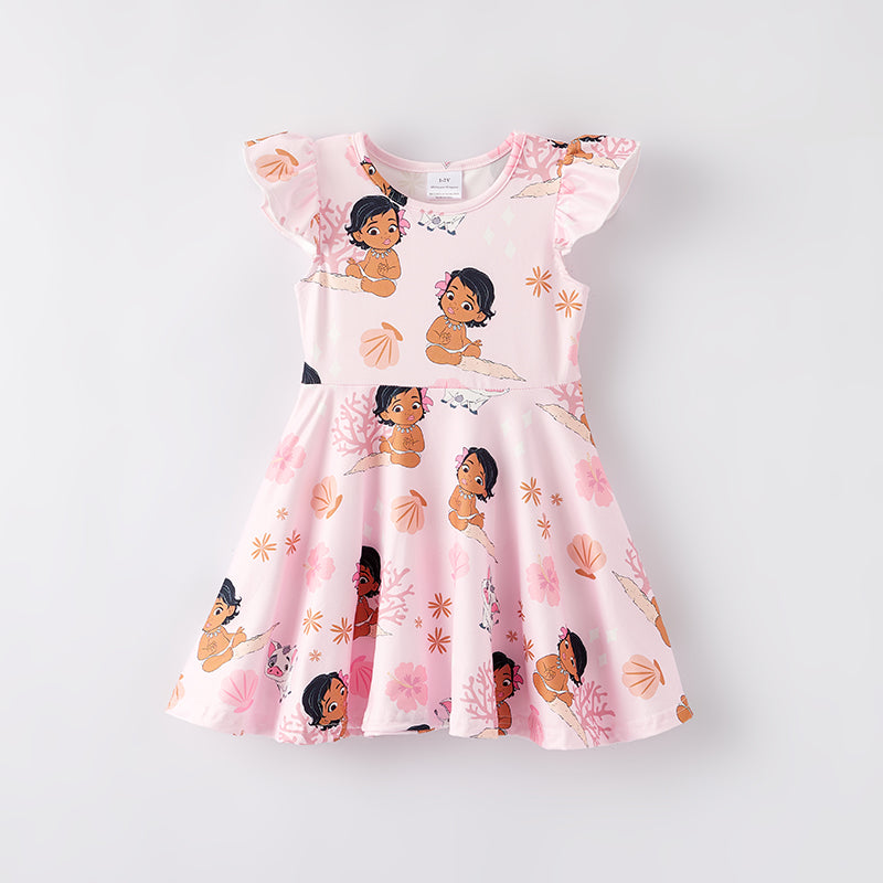 (In Stock)Girls Spring and Summer Cartoon Character Print Dress