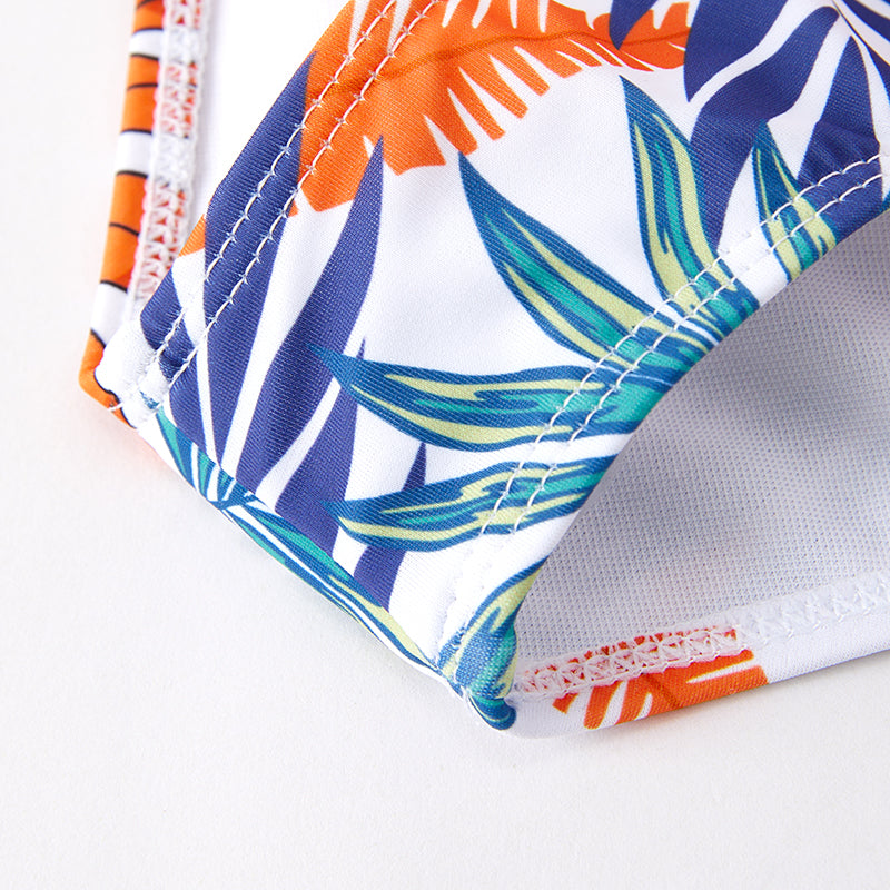 (In Stock)Mommy and Me Summer Floral Print Orange Swimsuit