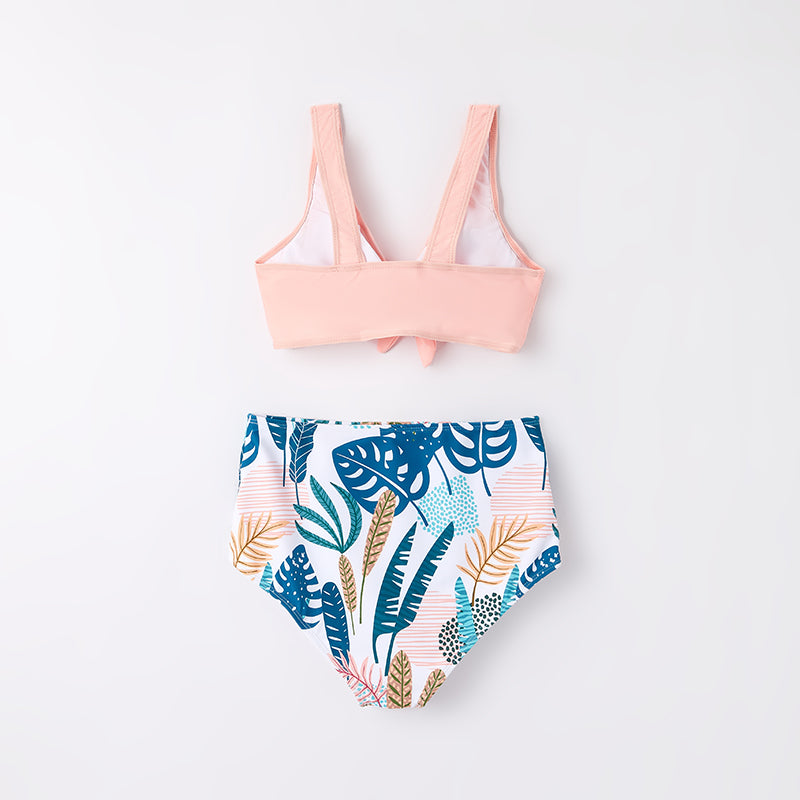 (In Stock)One Pack(15 Pieces total) Sale Mommy and Me Summer Floral Print Pink Swimsuit