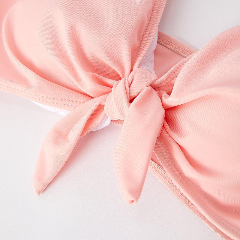 (In Stock)One Pack(15 Pieces total) Sale Mommy and Me Summer Floral Print Pink Swimsuit