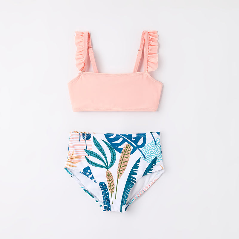 (In Stock)One Pack(15 Pieces total) Sale Mommy and Me Summer Floral Print Pink Swimsuit