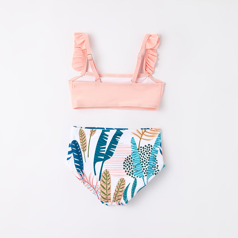 (In Stock)One Pack(15 Pieces total) Sale Mommy and Me Summer Floral Print Pink Swimsuit