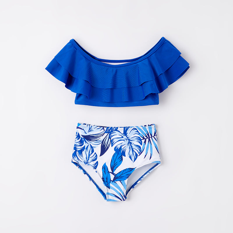 (In Stock)Mommy and Me Summer Floral Print Navy Blue Swimsuit