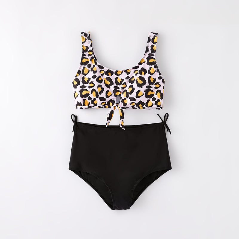 (In Stock)Mommy and Me Summer Pink Leopard Print Swimsuit