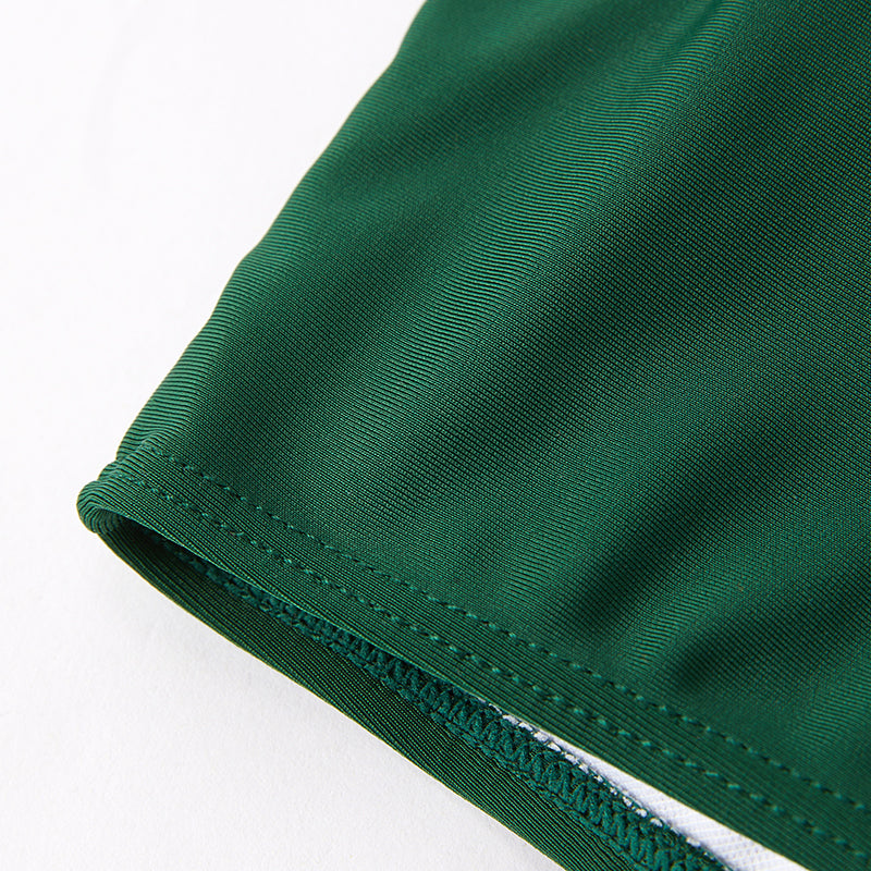 (In Stock)Mommy and Me Summer Flamingo Print Dark Green Swimsuit