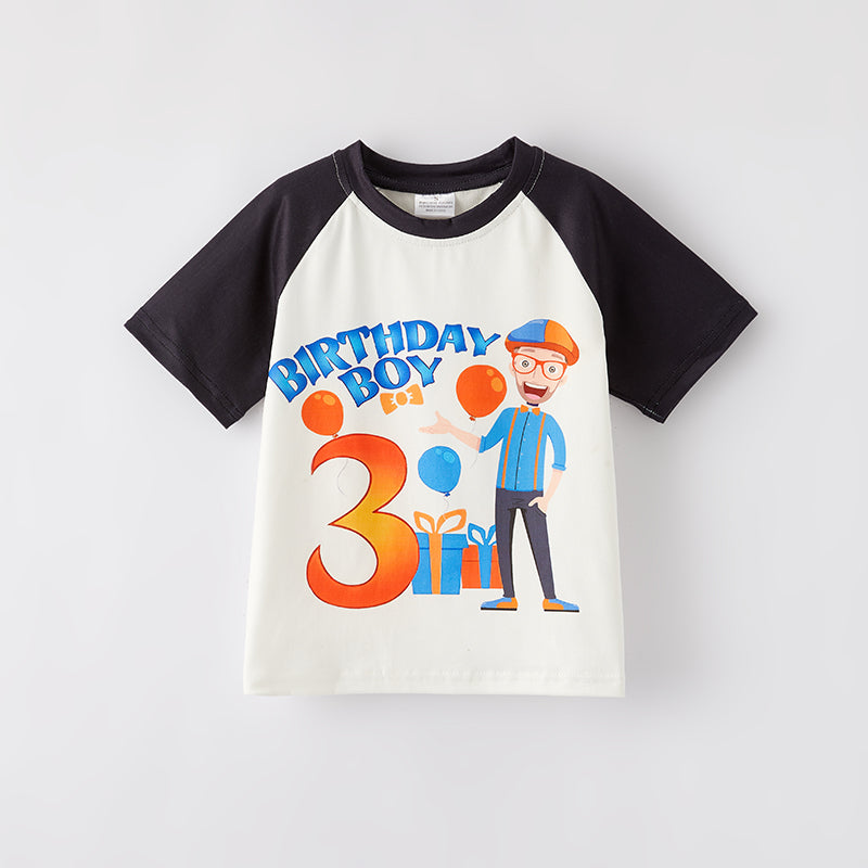 (In Stock)Boys Spring and Summer Birthday Boy Print Top