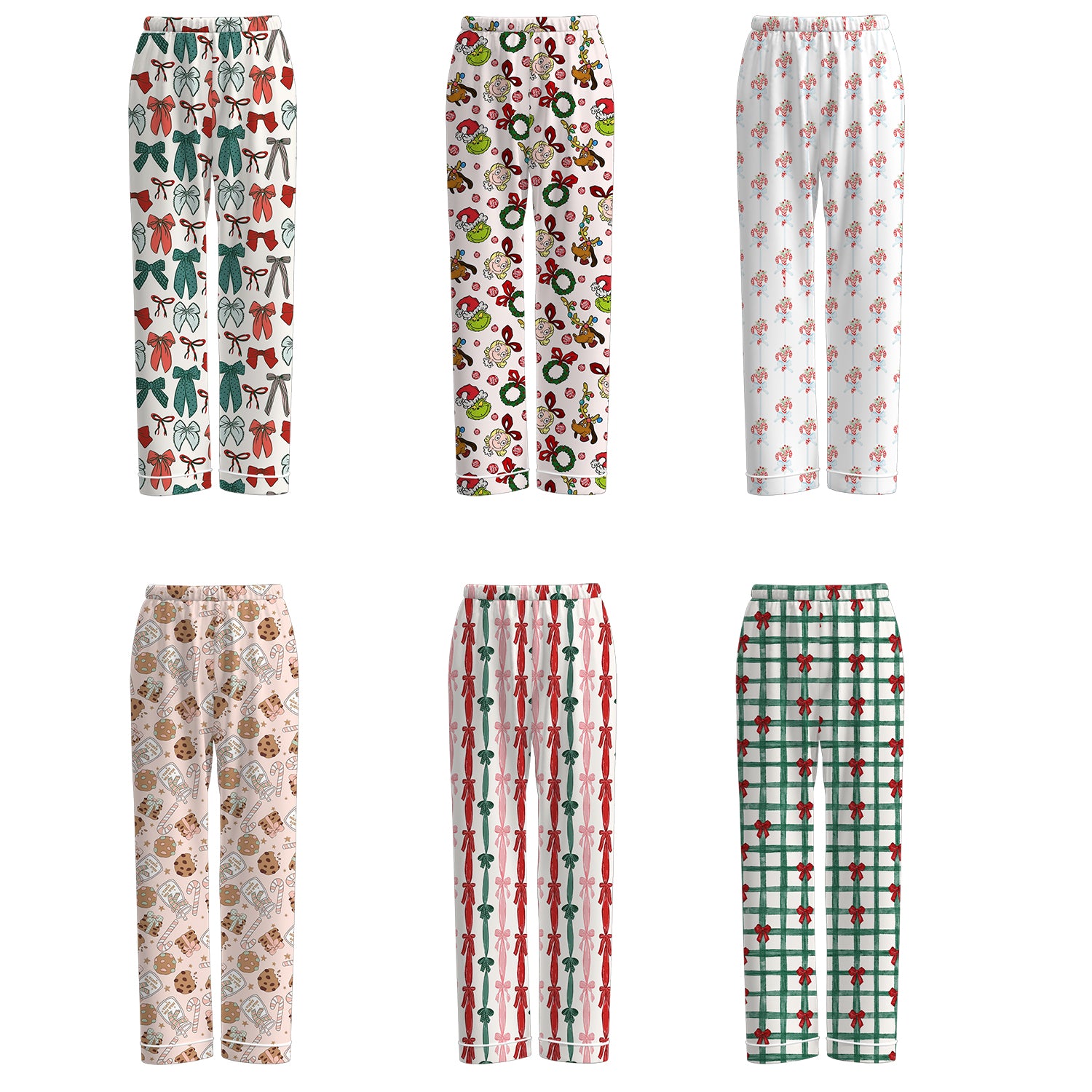 (Pre Order)Mommy Christmas Cartoon Print Pajama Pants