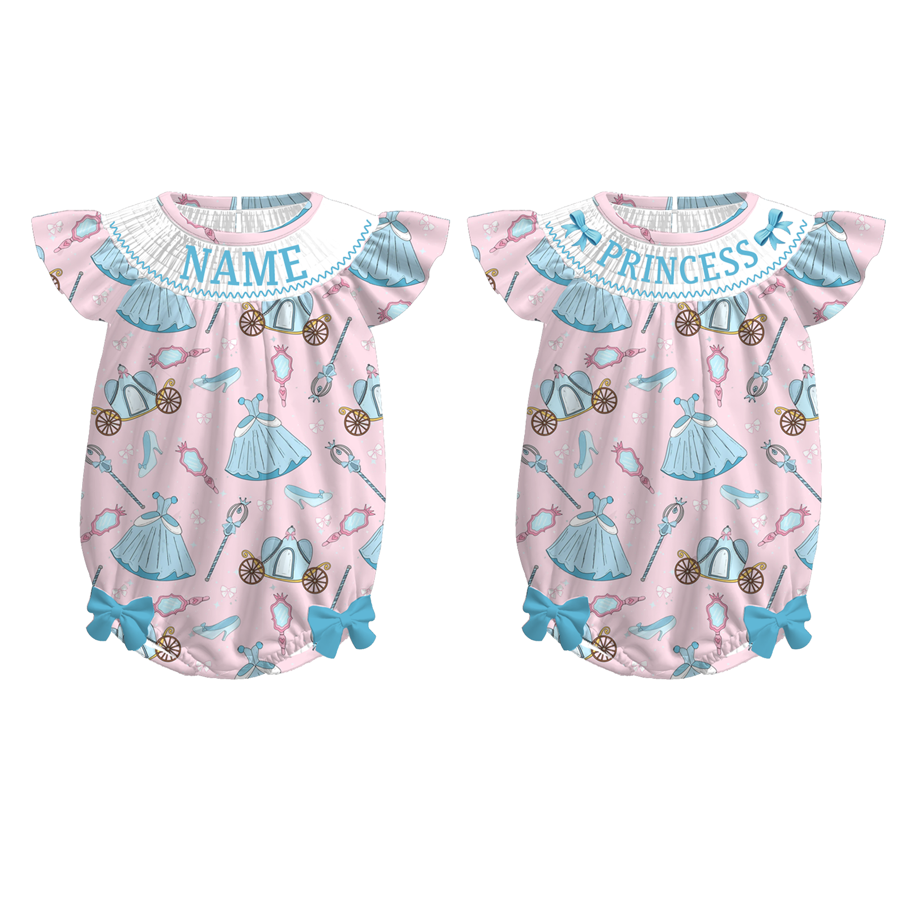 (Pre Order)Toddler Girls Princess Embroidery Smocked Romper