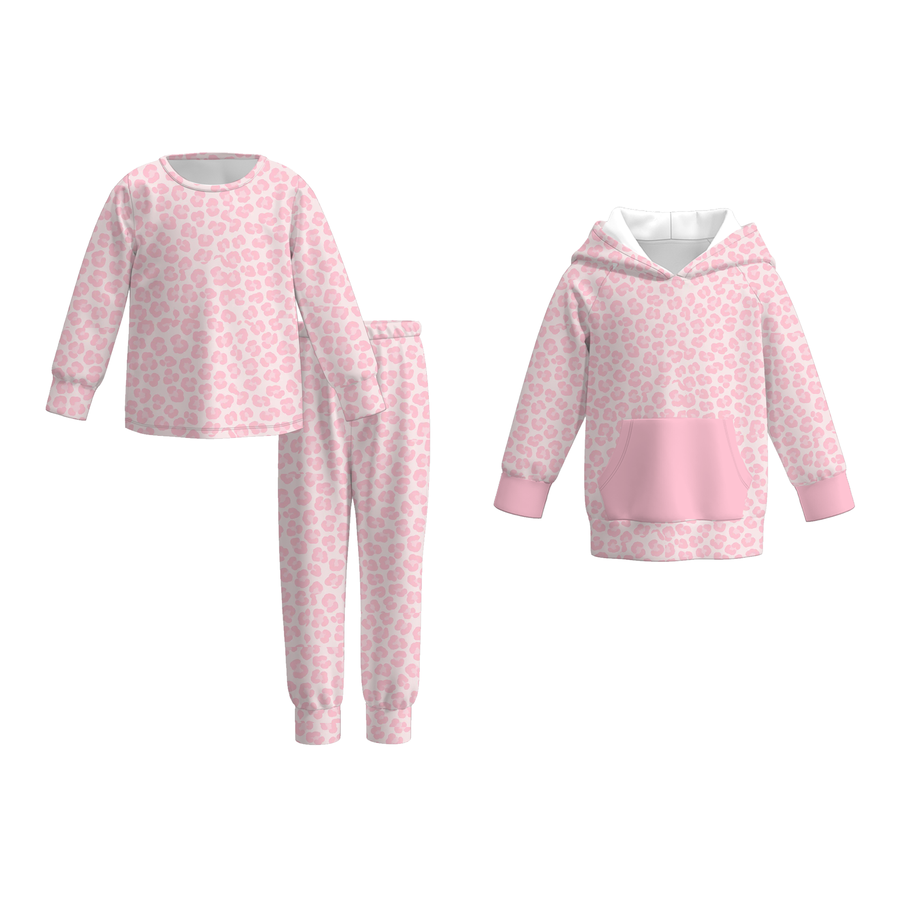 (Pre Order)Girls Valentine's Day Print Pajamas&Hoodie