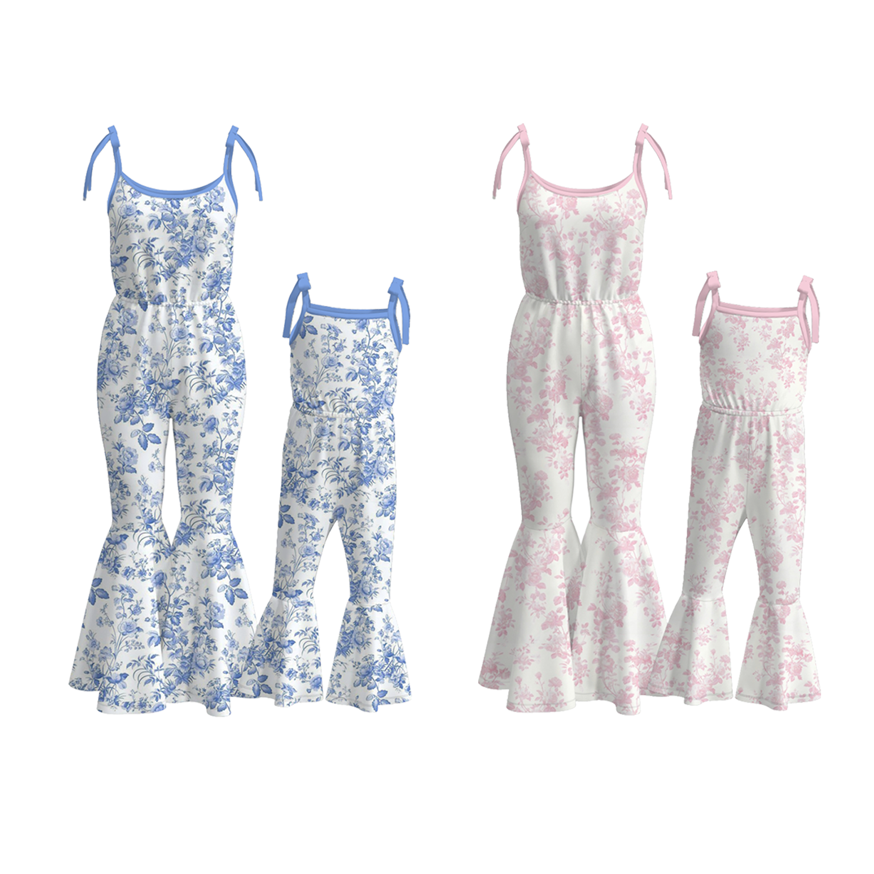 (Pre Order)Mommy and Me Spring&Summer Floral Print Jumpsuit