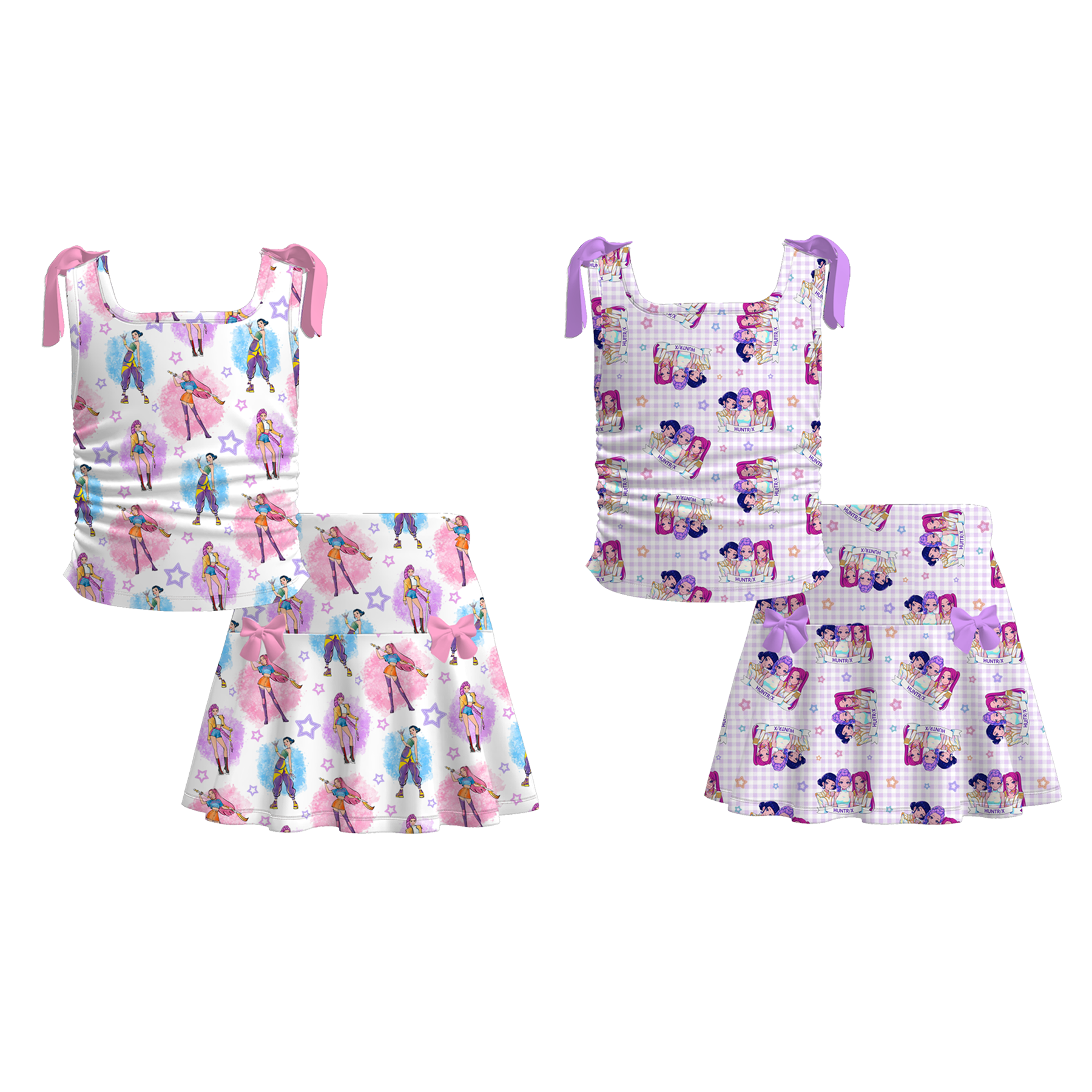 (Pre Order)Girls Spring&Summer Movie Character Print Skirt Set