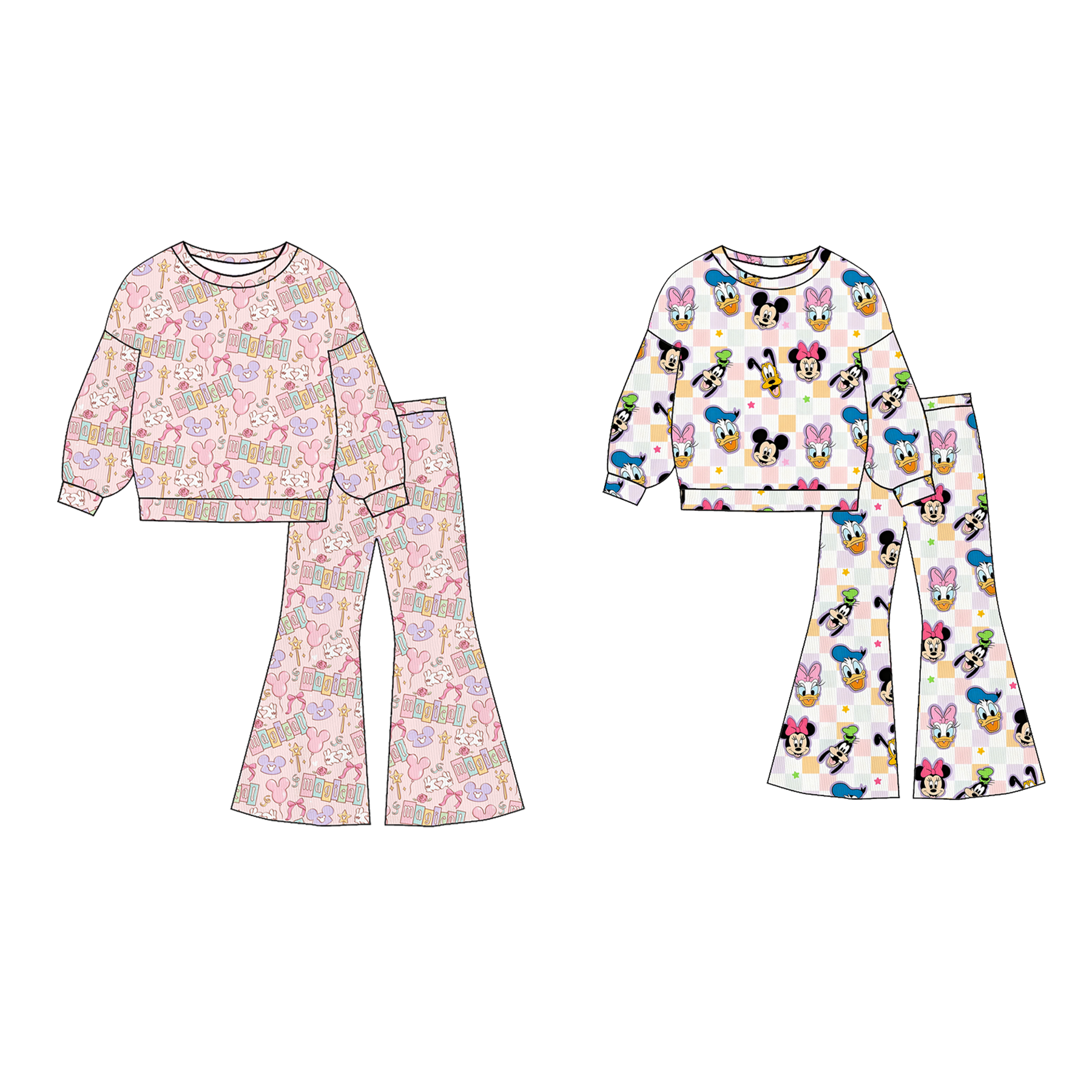 (Pre Order)Girls Spring&Summer Cartoon Print Twill Sweatshirt Suit