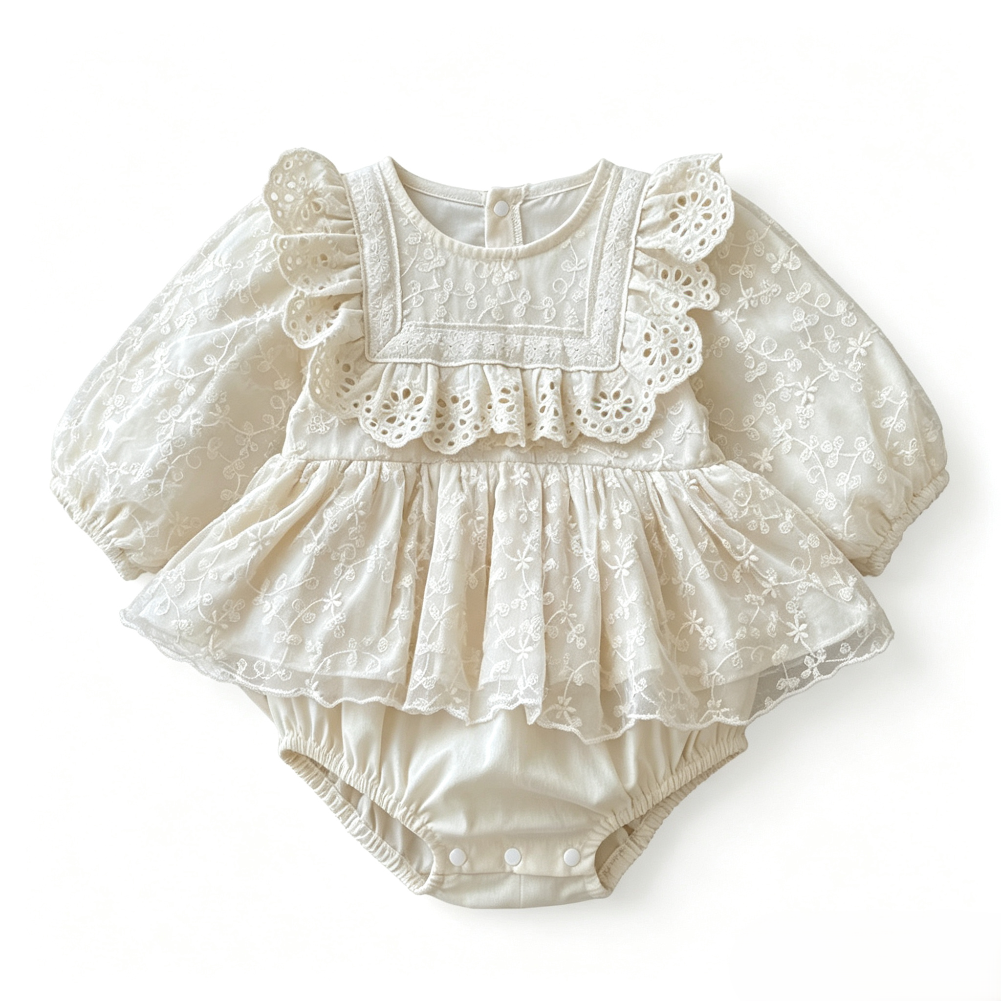 (Pre Order 2 Weeks)Girls Fall Lace Embroidery Romper