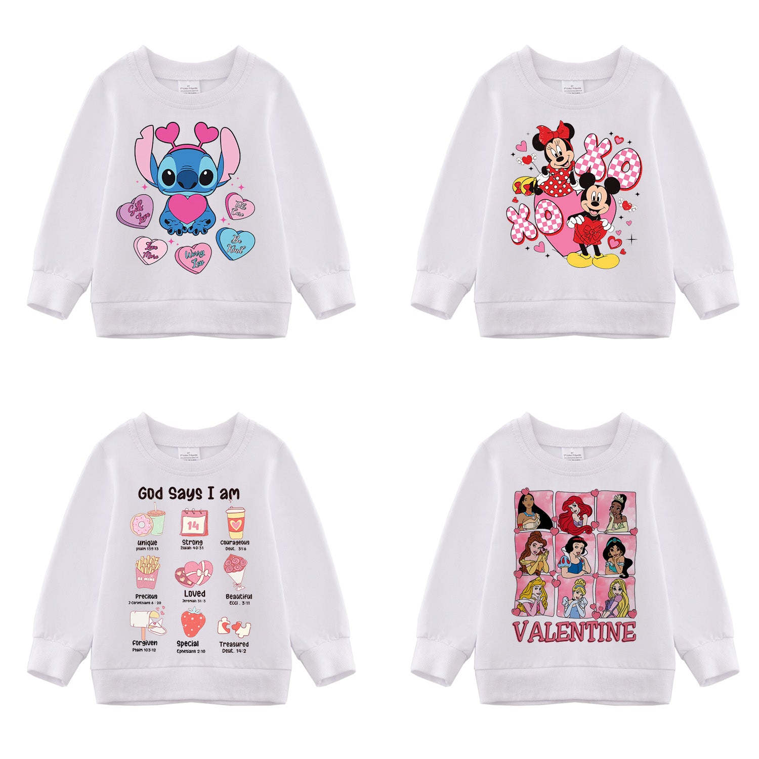 (Pre Order)Girls Valentine's Day Cartoon Print Sweatshirt