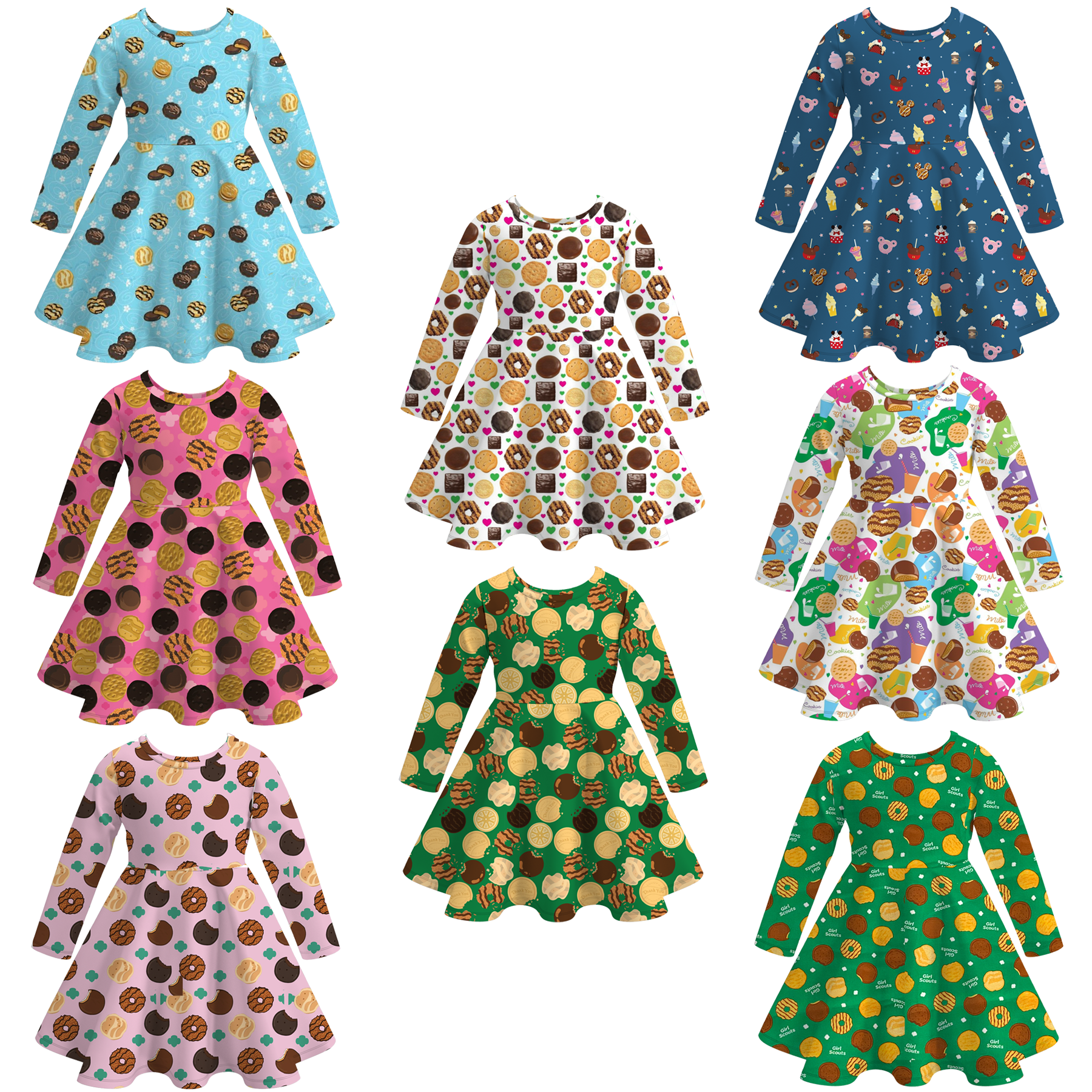 (Pre Order)Girls Scout Cookie Print Dress