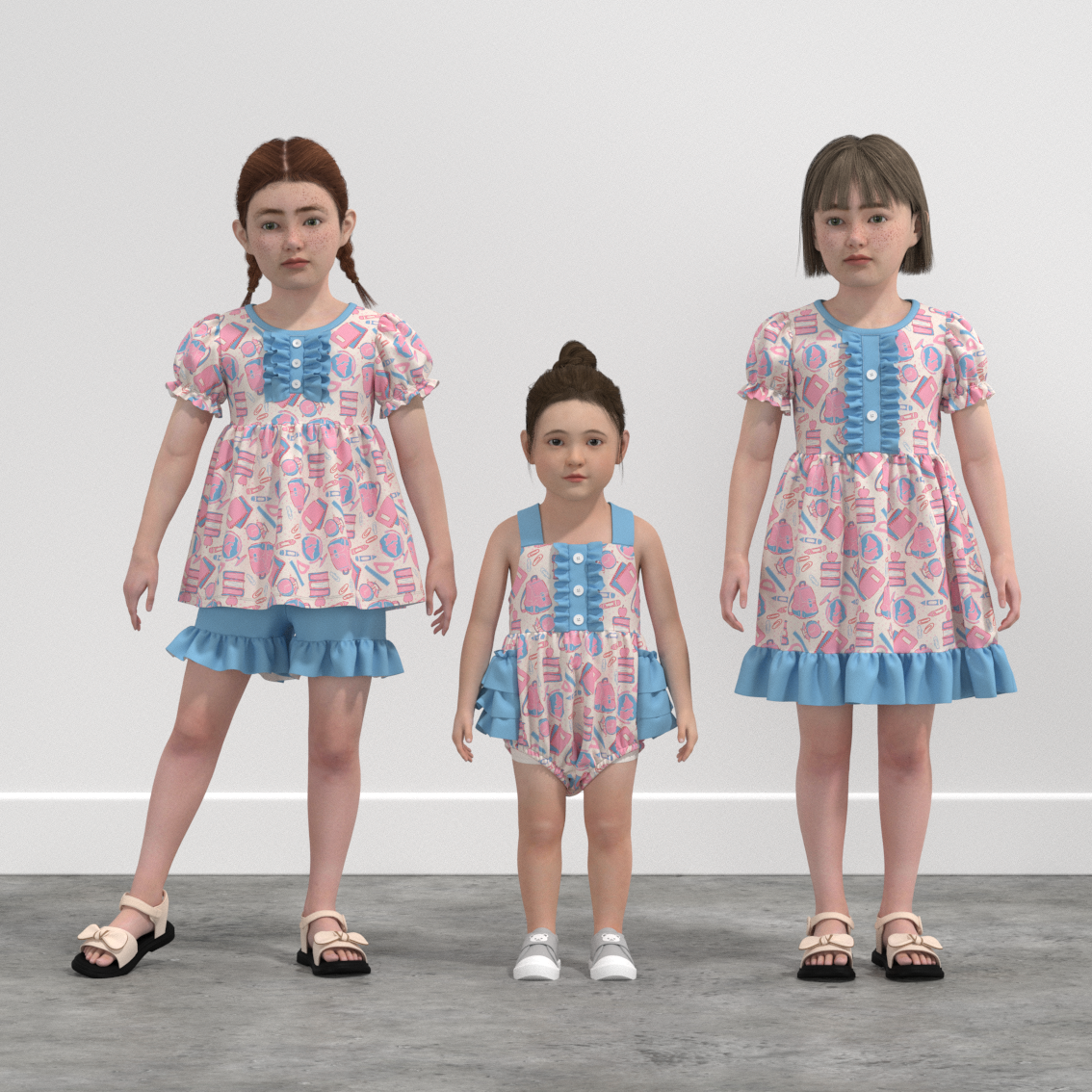 (Pre Order)Sister Summer Back To School Print Dress,Romper&Set