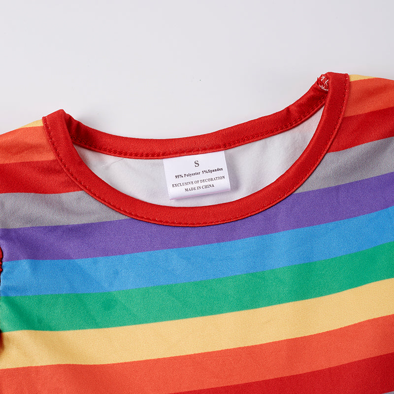 (In Stock)Girls Summer Back To School Pencil Apple Stripe Print Dress