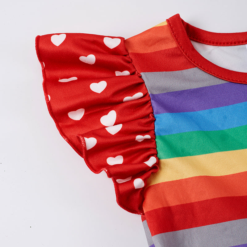 (In Stock)Girls Summer Back To School Pencil Apple Stripe Print Dress