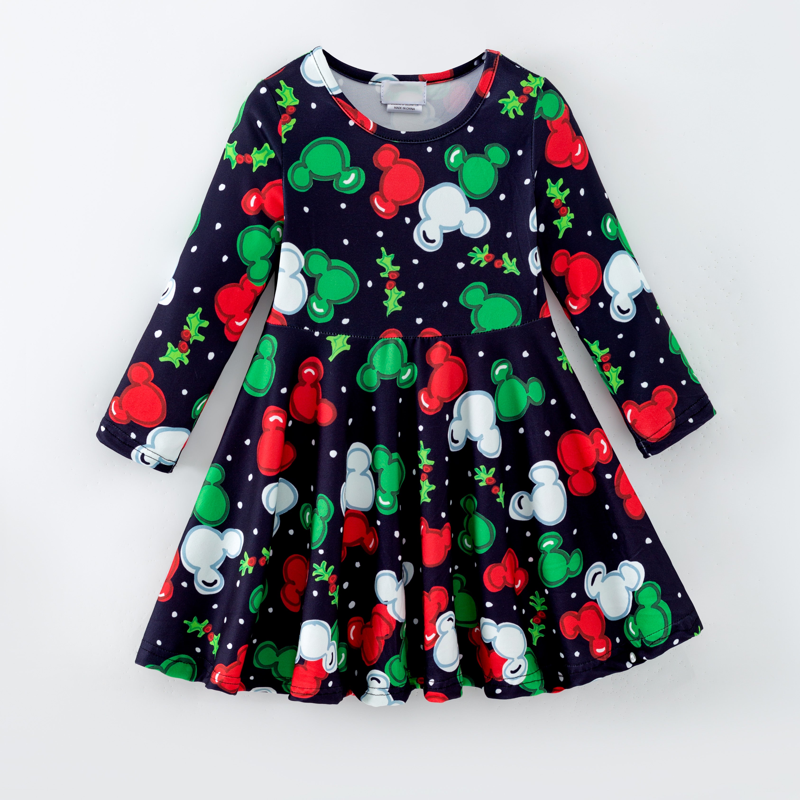 (Pre Order,Prepack Zone)Girls Christmas Cartoon Print Dress(Mix Size)