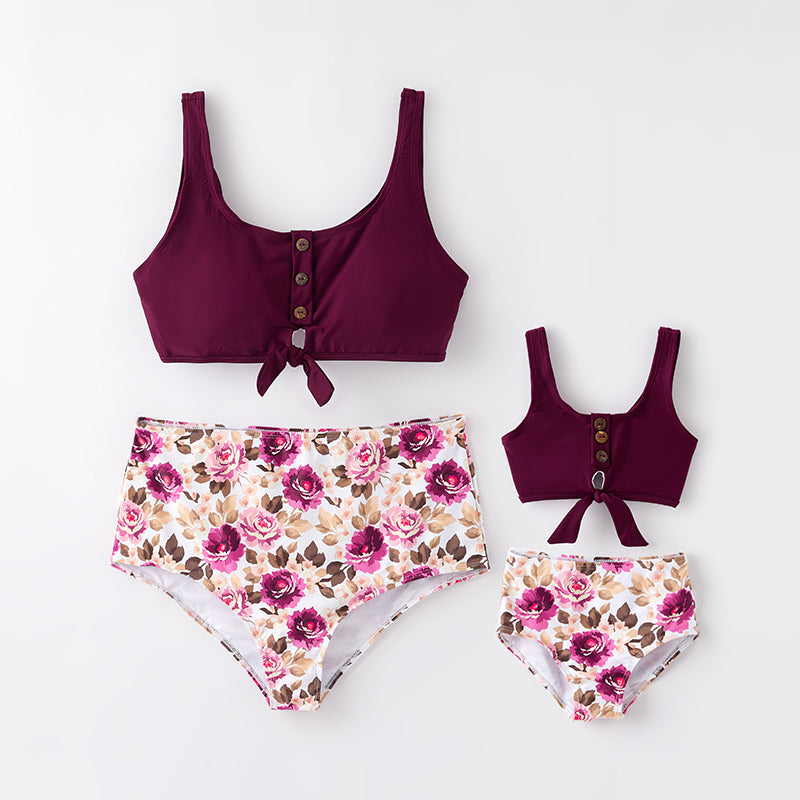 (In Stock)Mommy and Me Summer Fuchsia Floral Swimsuit