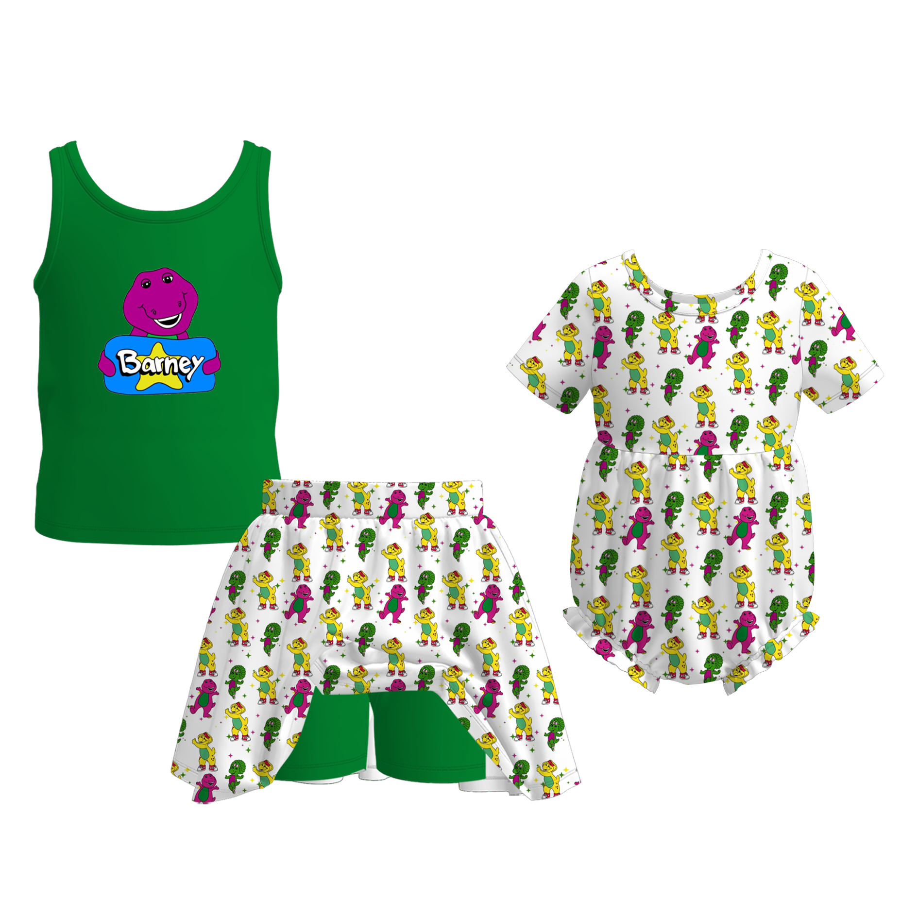 (Pre Order+Prepack Zone)Sisters Dino Print Skort Set&Romper