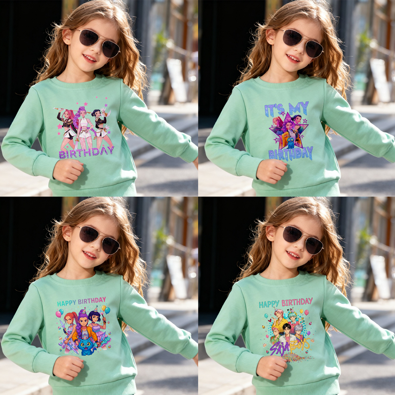 (Pre Order)Girls Movie Character Print Cotton Sweatshirt