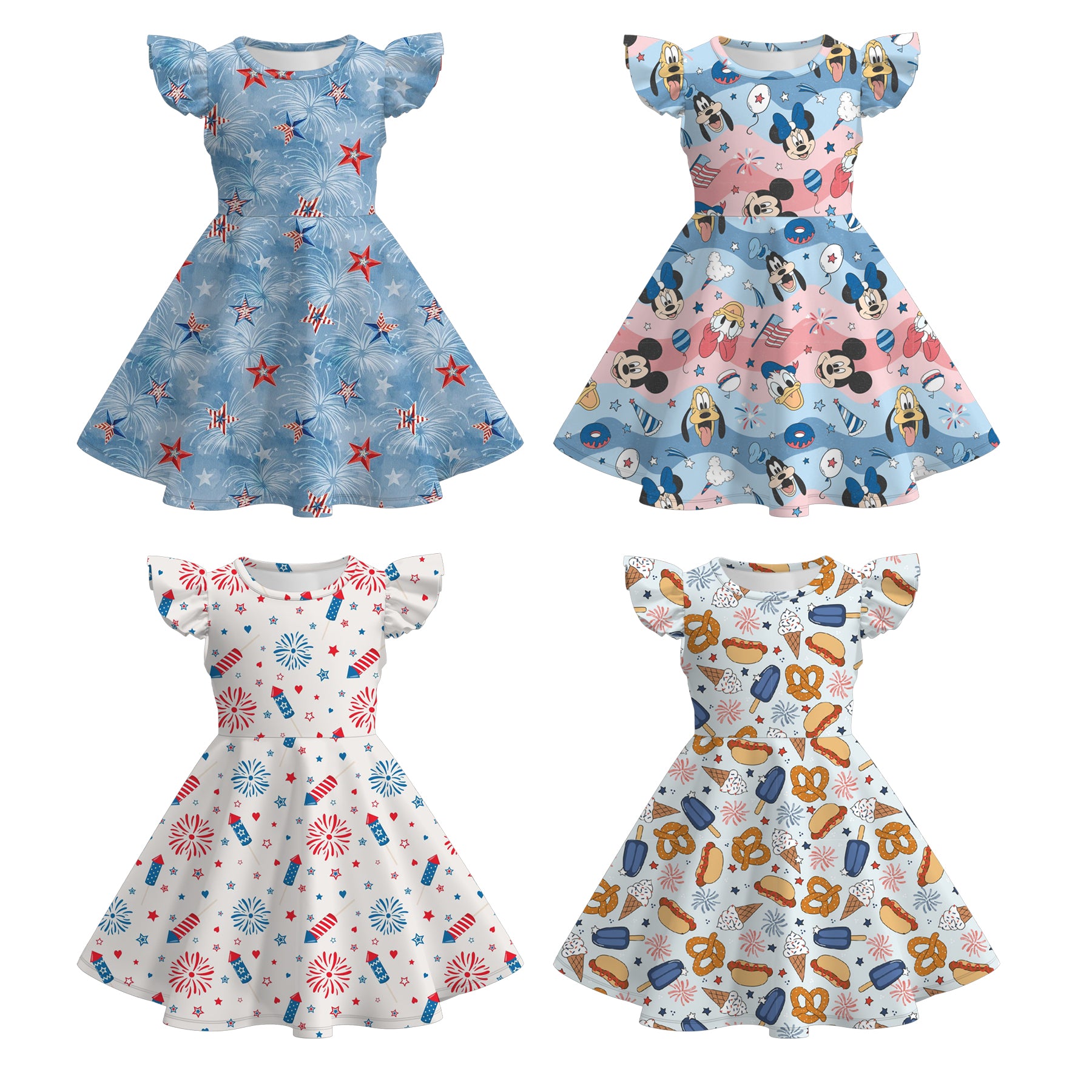 (Pre Order)Girls Patriotic Print Dress