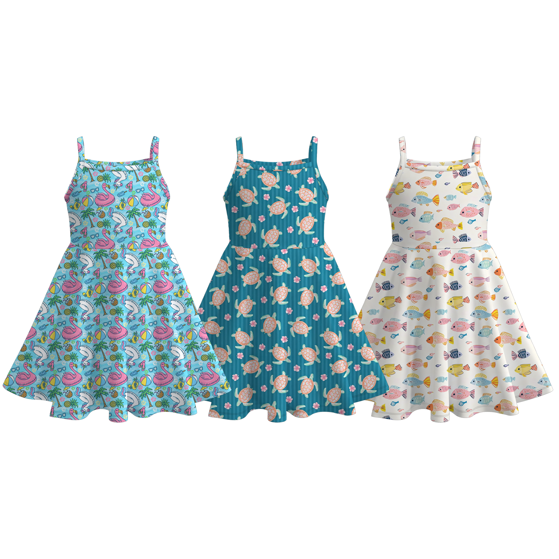 (Pre Order+Prepack Zone)Girls Summer Seaside Print Slip Dress