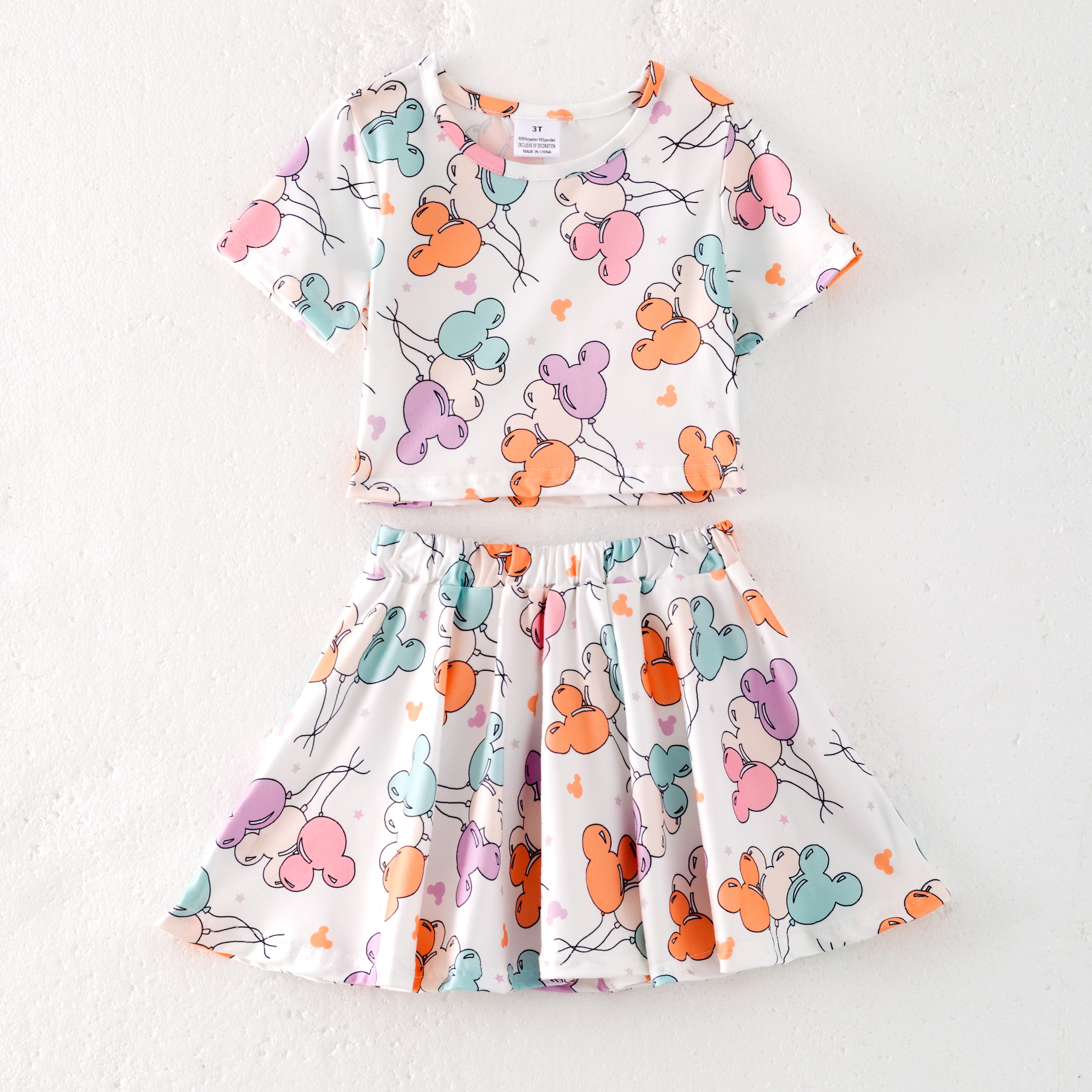 (Pre Order,Prepack Zone)Girls Spring&Summer Cartoon Print Skort Dress,Skort Set(Mix Size)