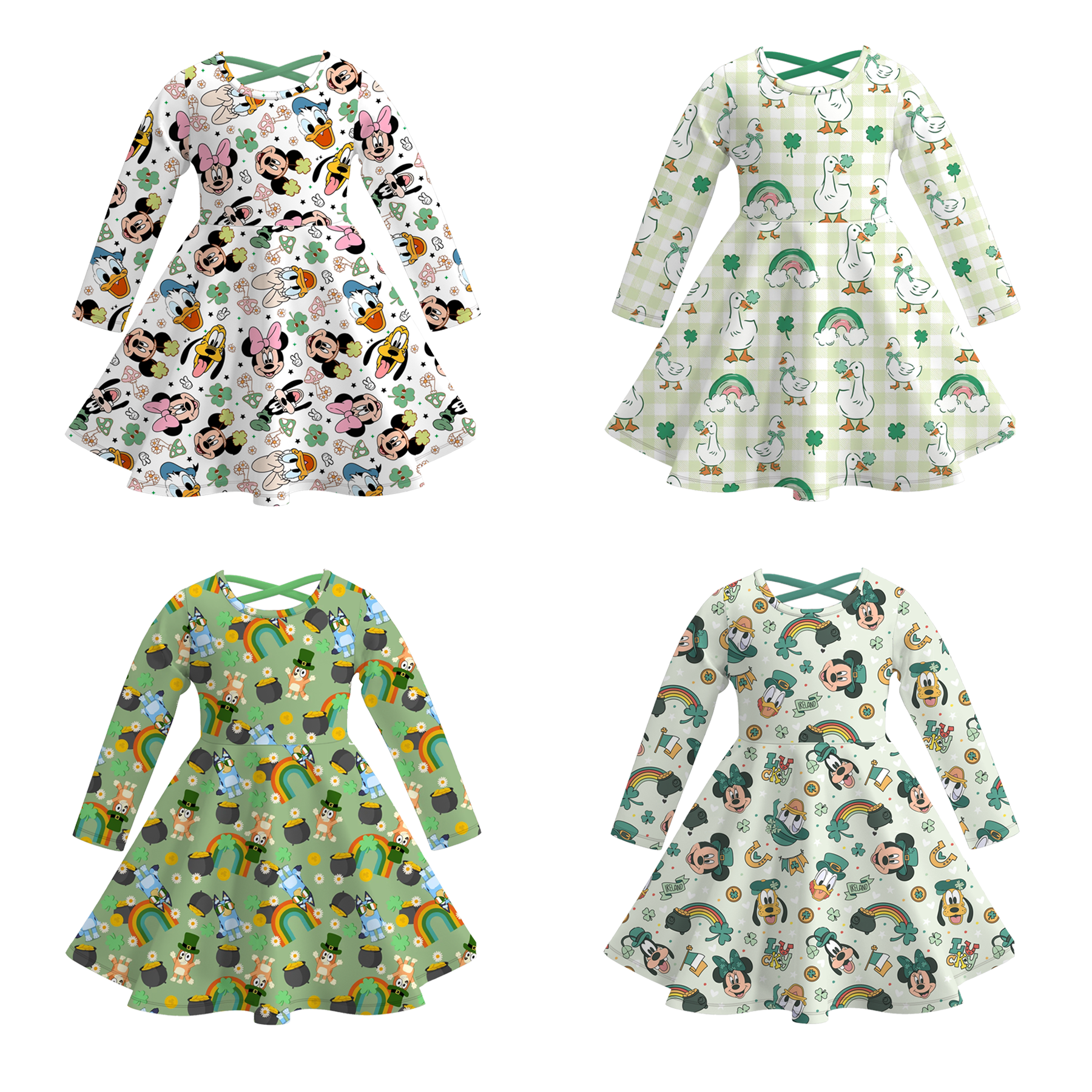 (Pre Order)Girls St.Patrick's Day Shamrock Print Dress