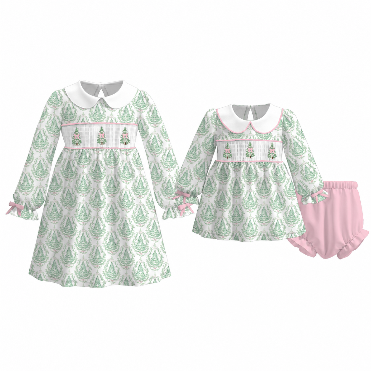 (Weekly Pre-Order)Sisters Christmas Embroidery Smocked Dress,Set&Romper(Ends 8.23)