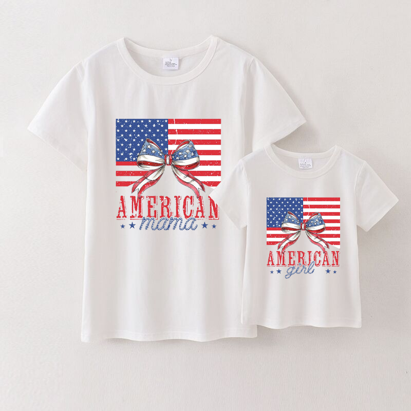 (Pre Order)Patriotic Mommy and Me White Cotton T-Shirts