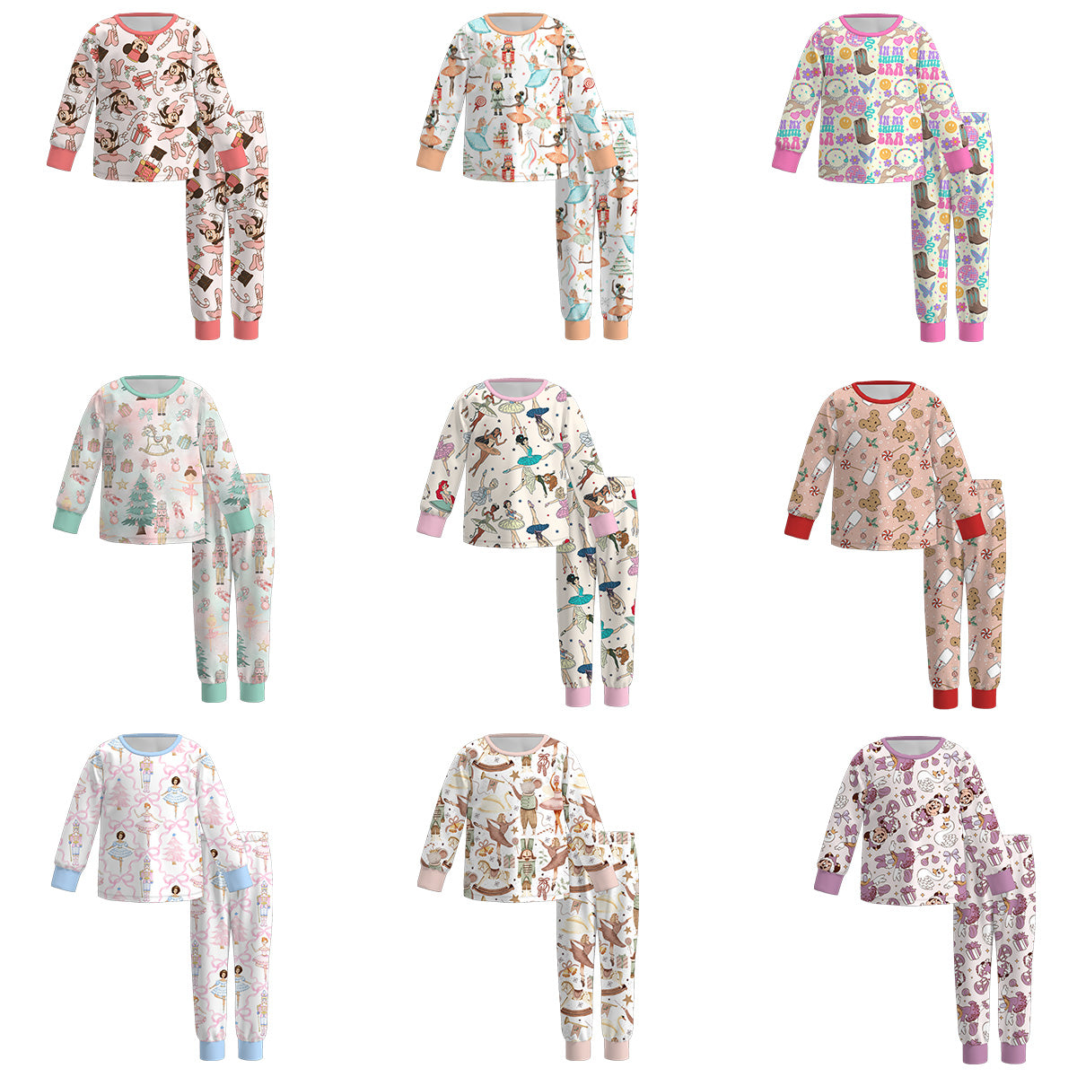 (Pre Order)Girls Christmas Nutcracker Print Pajamas