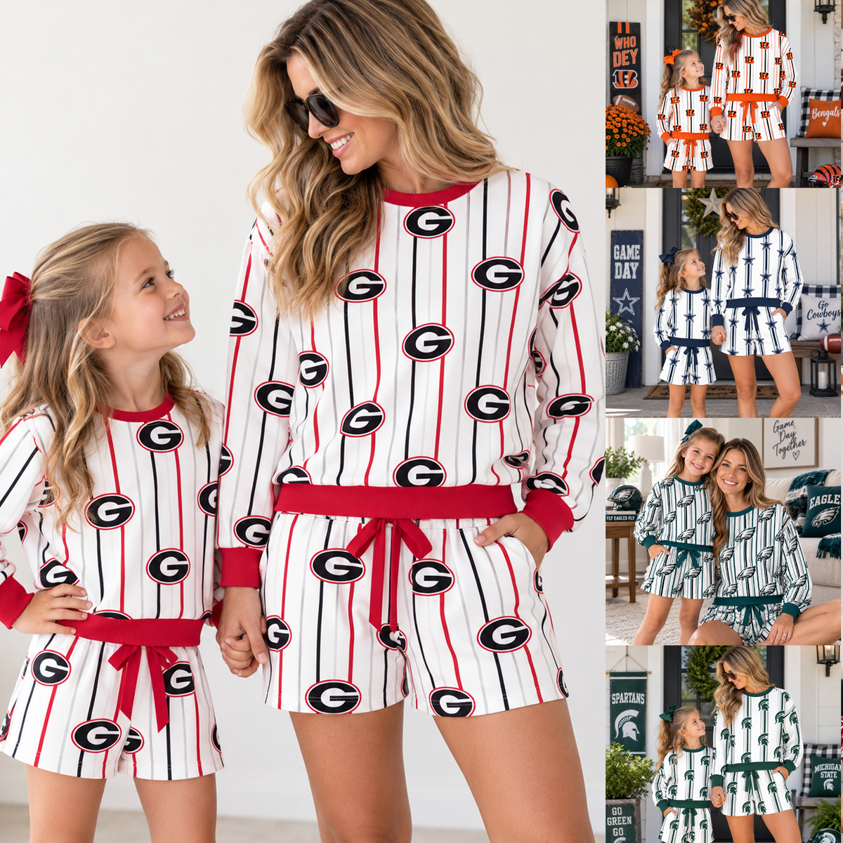 (Weekly Pre-Order)Mommy&Me Football Print Shorts Set(Ends 9.20)
