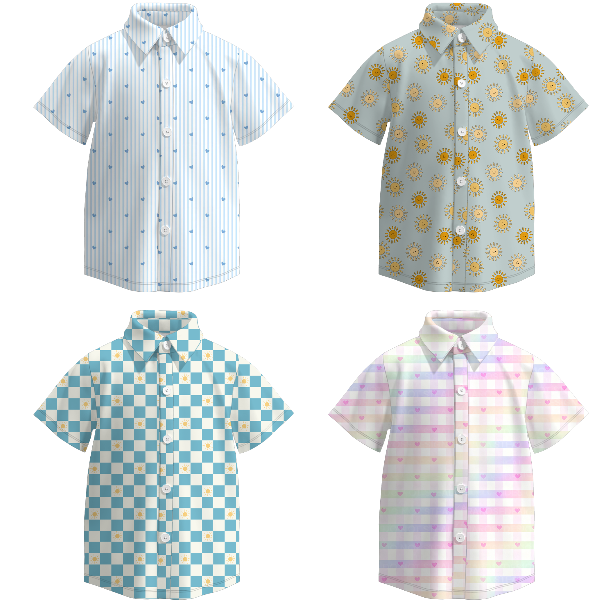 (Pre Order)Boys Spring&Summer Print Four-way Stretch Shirt
