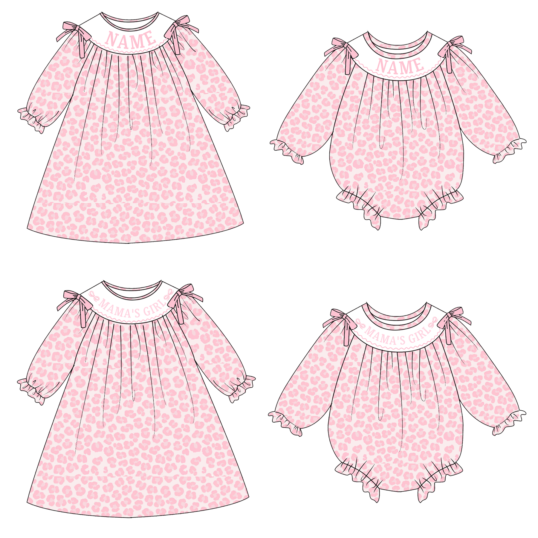 (Pre Order)Sisters Valentine's Day Embroidery Smocked Dress&Romper