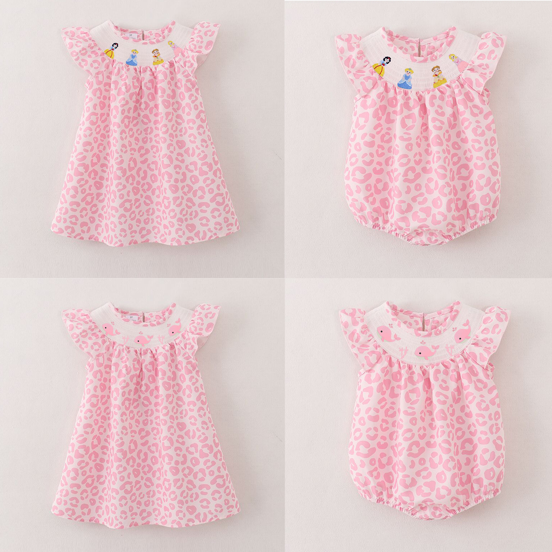 (Pre Order)Sisters Spring and Summer Princess&Whale Embroidery Smocked Dress and Romper